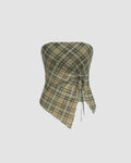 Sheer Plaid Strapless Tube Top