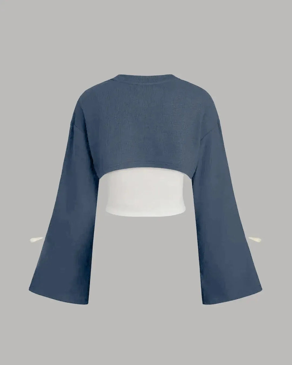 Side Striped Bowknot Sweatshirt & Solid Cropped Cami Top