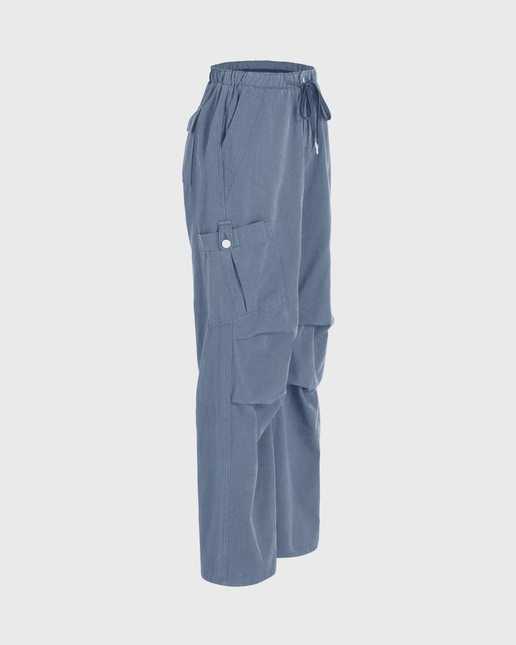 Utility Wear Drawstring Cargo Pants In Light Blue