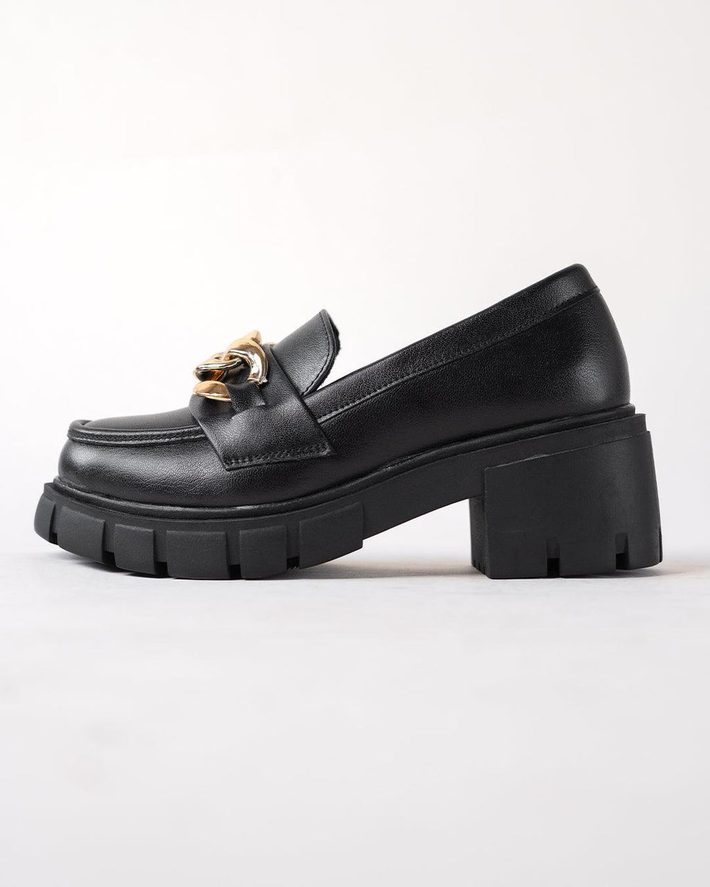 Black Chain Detail Chunky Sole Oxfords