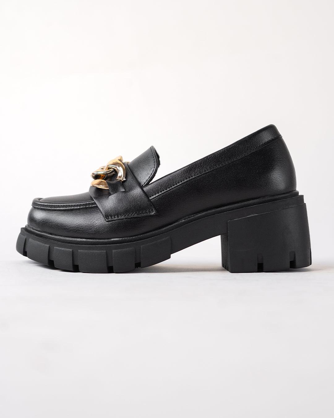 Black Chain Detail Chunky Sole Oxfords