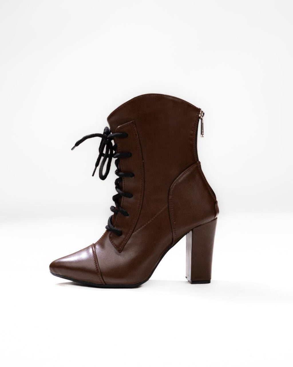 High-Heeled Lace-Up Mid-Calf Boots