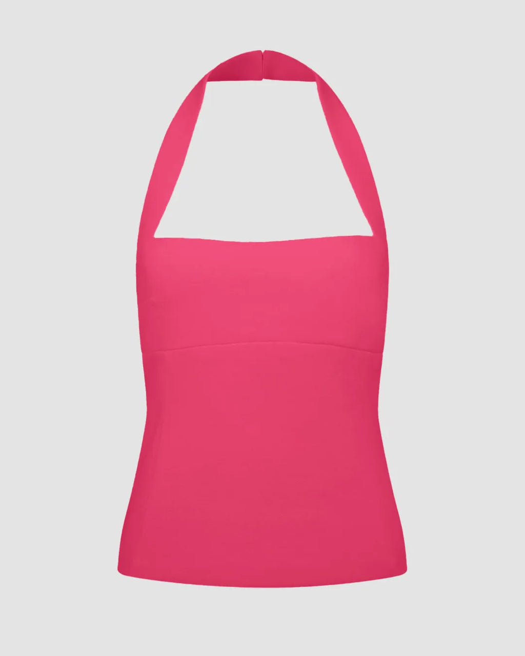 Sleek Fit Halter Neck Top In Hot Pink