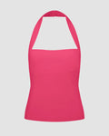 Sleek Fit Halter Neck Top In Hot Pink