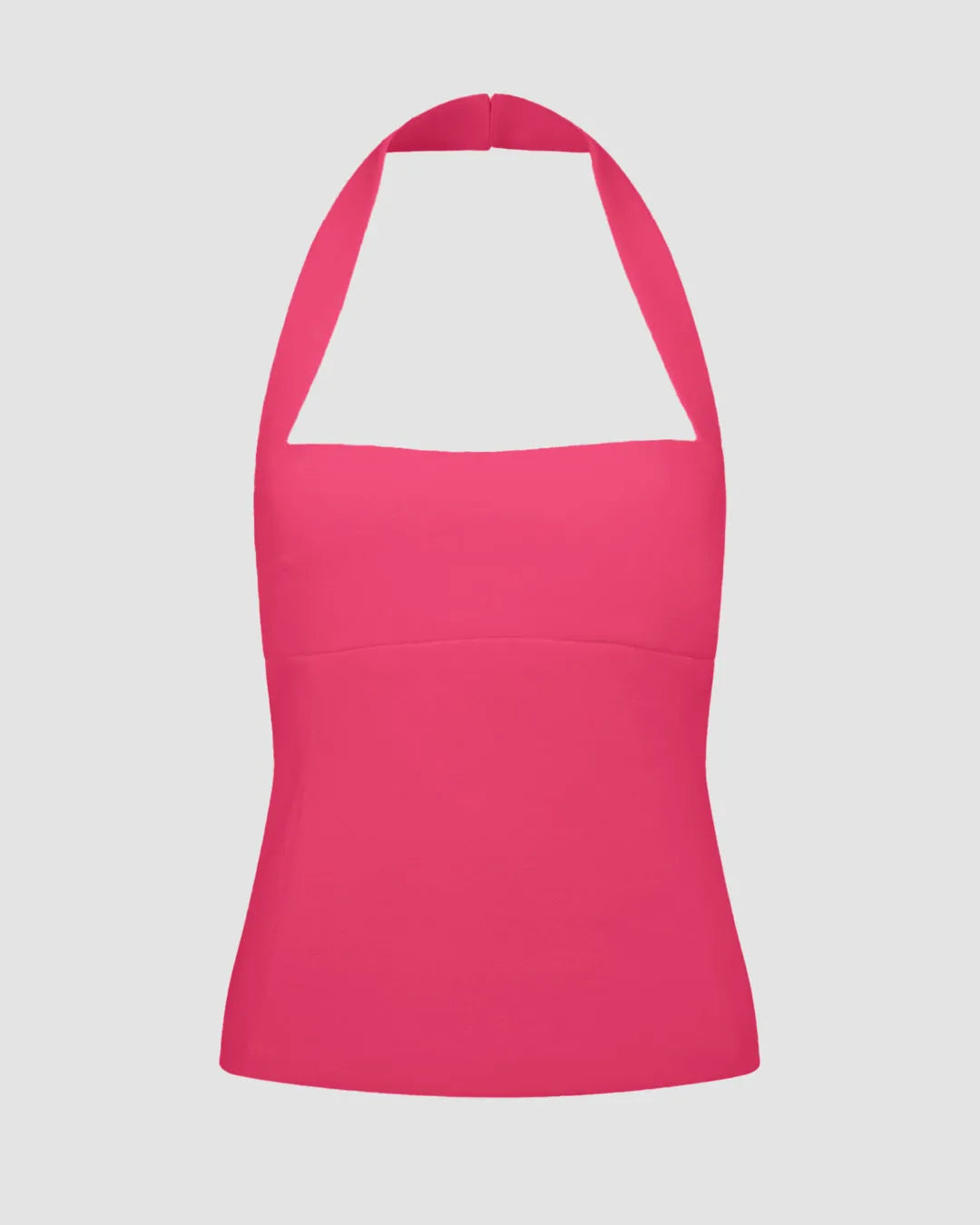 Sleek Fit Halter Neck Top In Hot Pink