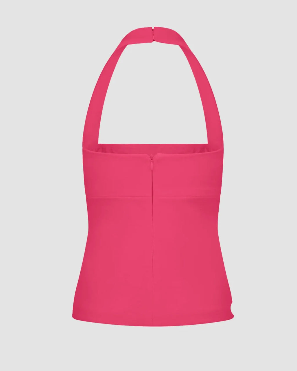 Sleek Fit Halter Neck Top In Hot Pink