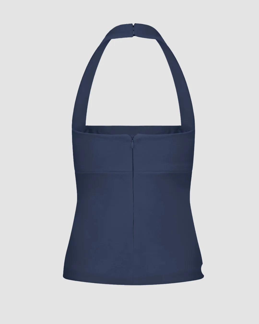 Sleek Fit Halter Neck Top In Navy Blue