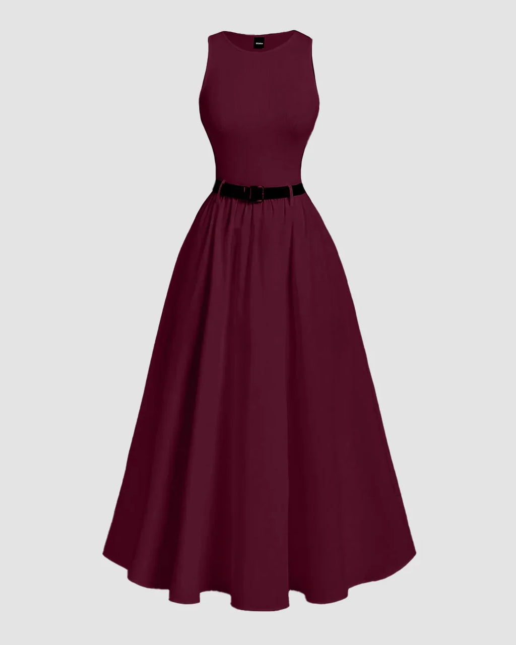 Sleeveless A Line Maxi Dress in Burgundy