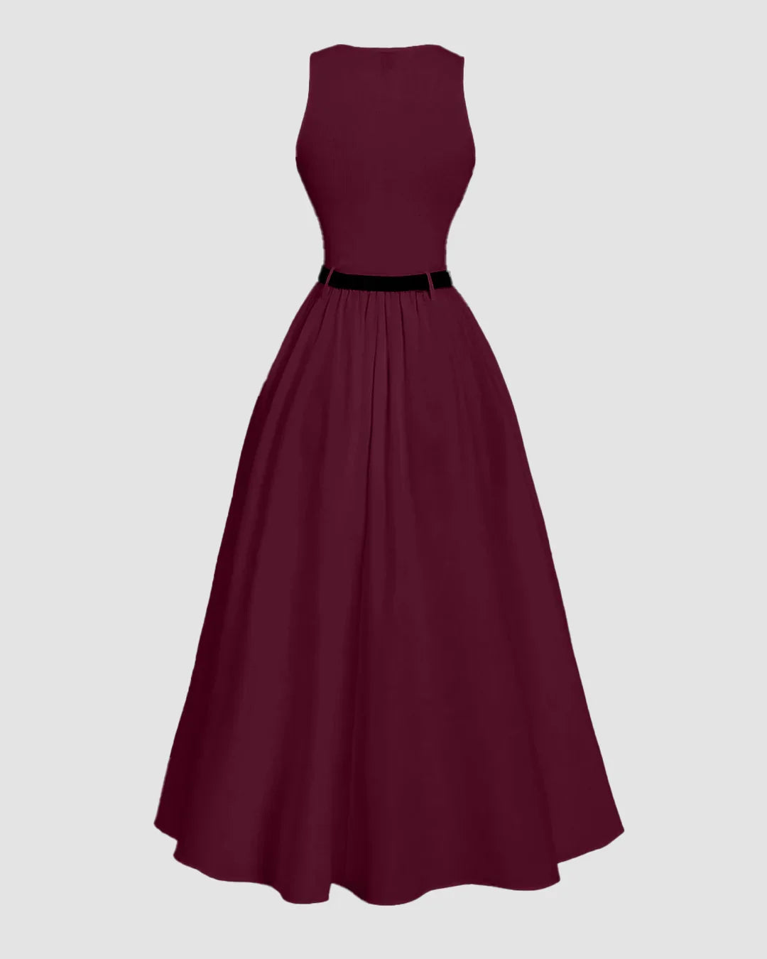 Sleeveless A Line Maxi Dress in Burgundy
