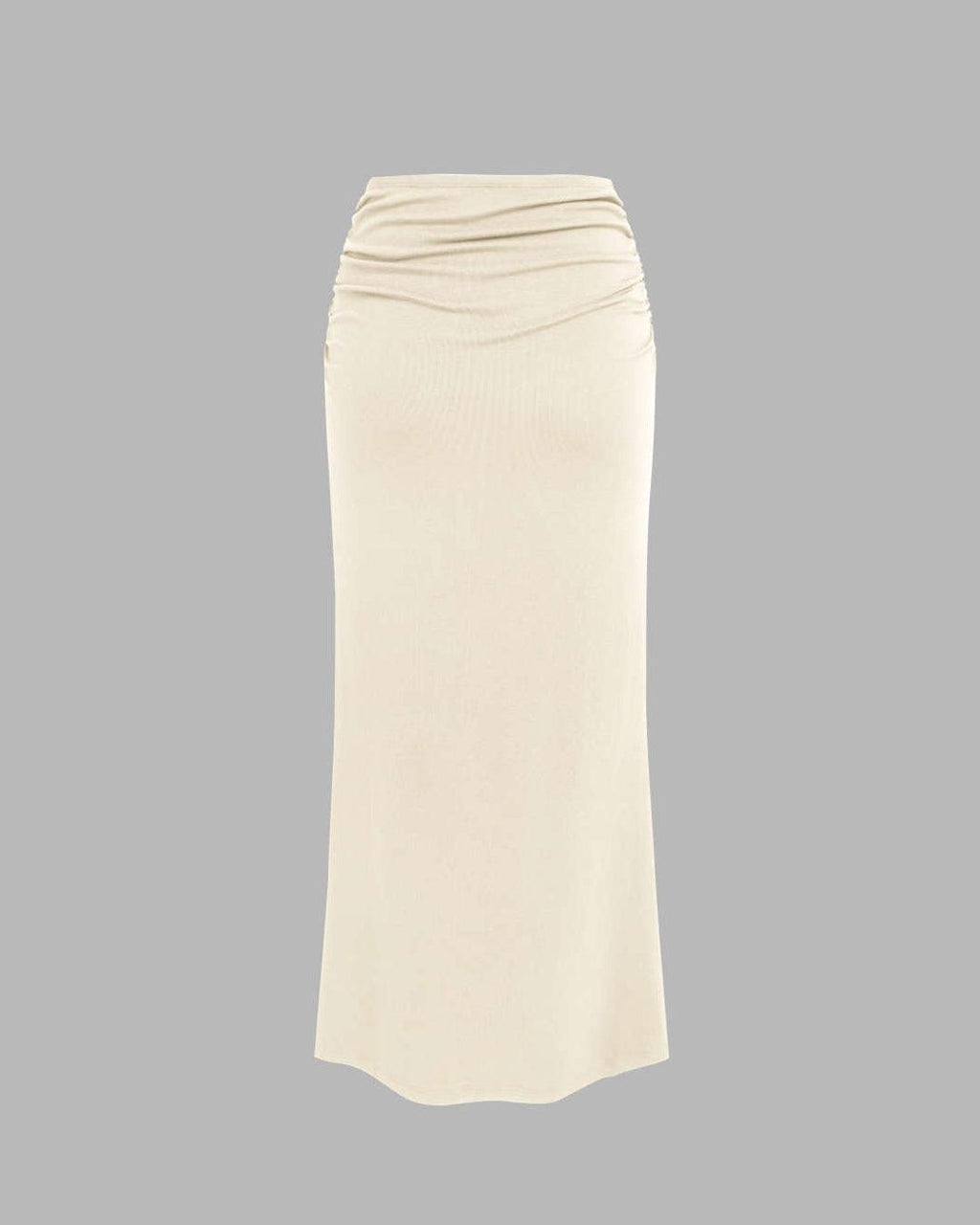 Sleeveless Crop Tank Top & Ruched Maxi Skirt In Off White