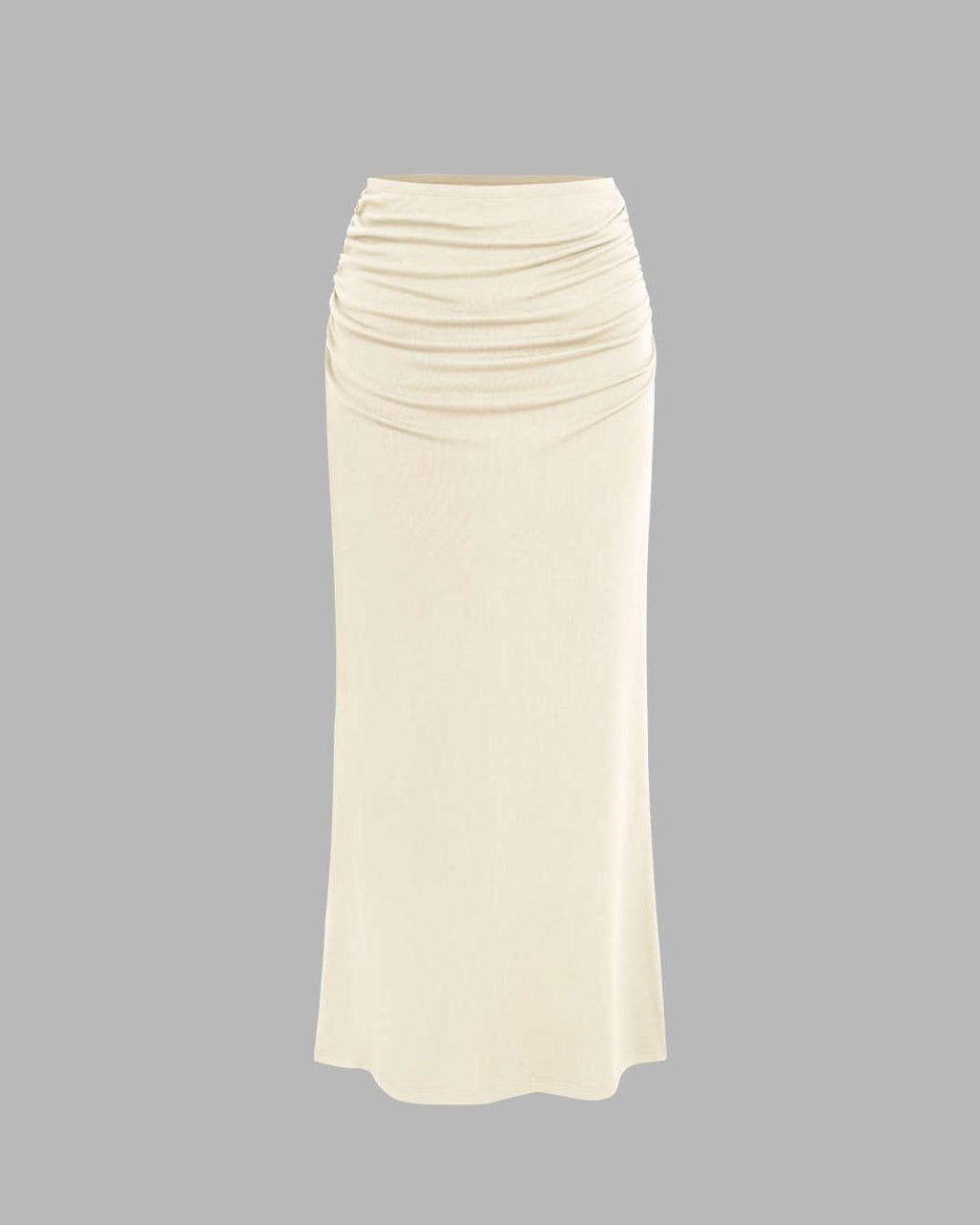 Sleeveless Crop Tank Top & Ruched Maxi Skirt In Off White