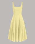 Sleeveless Fit and Flare Dress in Vanilla