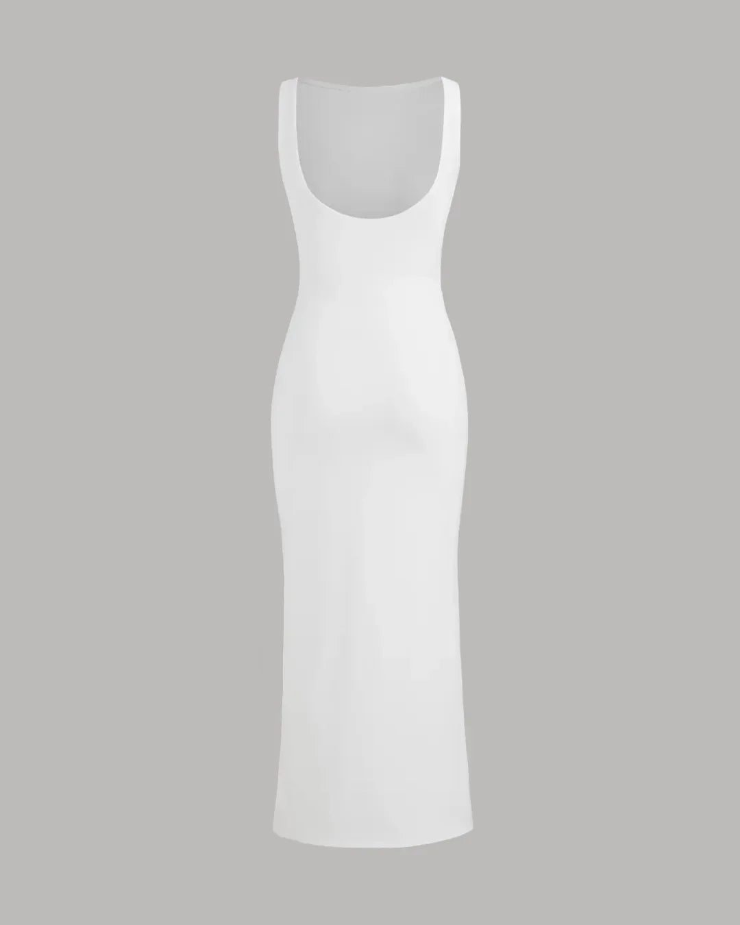 Slim Fit Boat Neck Maxi Dress in White