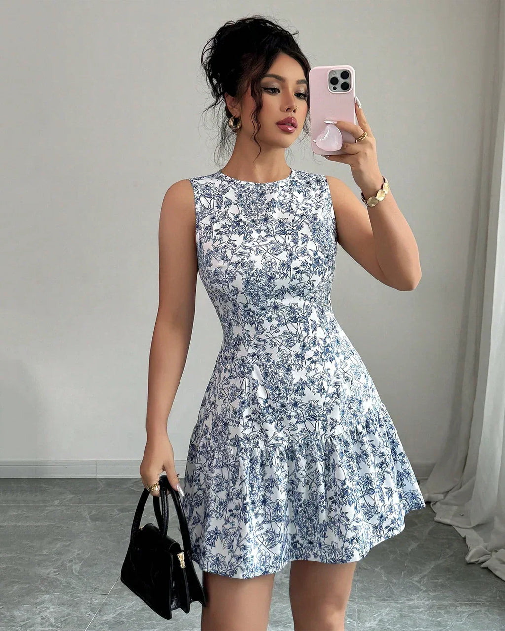 Sleeveless Floral Fit & Flare Mini Dress