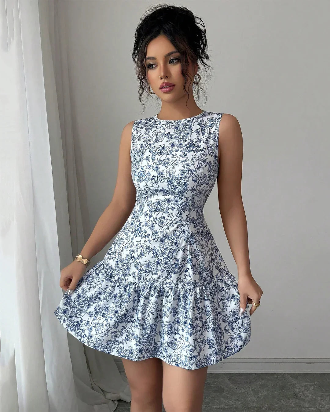 Sleeveless Floral Fit & Flare Mini Dress