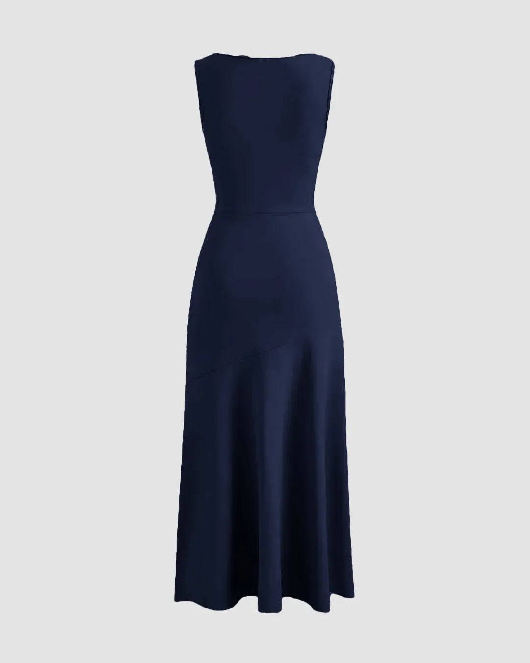 Sleeveless Maxi Dress with Flared Hem in Dark Navy Blue