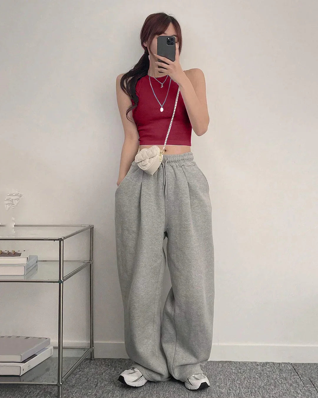 Sleeveless Ribbed High Neck Crop Top in Maroon