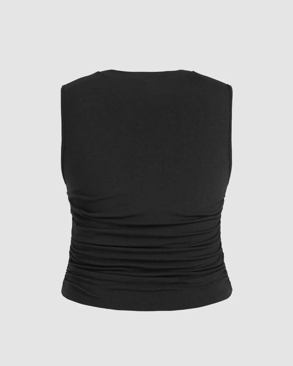 Sleeveless Ruched Black Crop Top Curve & Plus