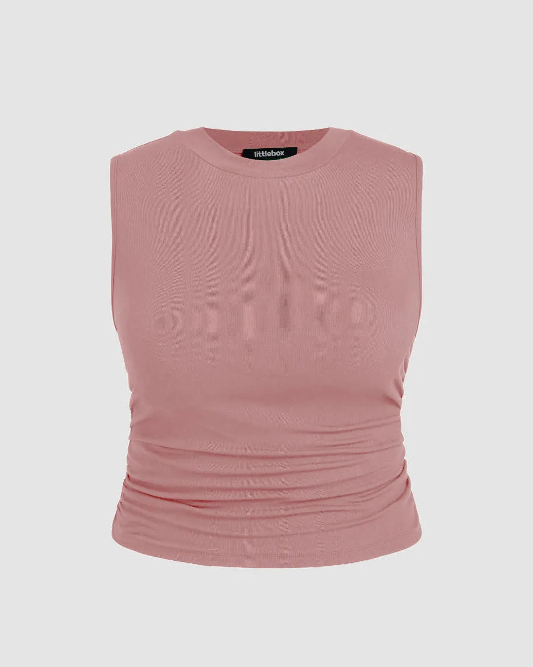 Sleeveless Ruched Pink Crop Top Curve & Plus