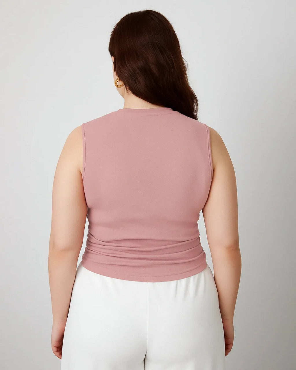 Sleeveless Ruched Pink Crop Top Curve & Plus