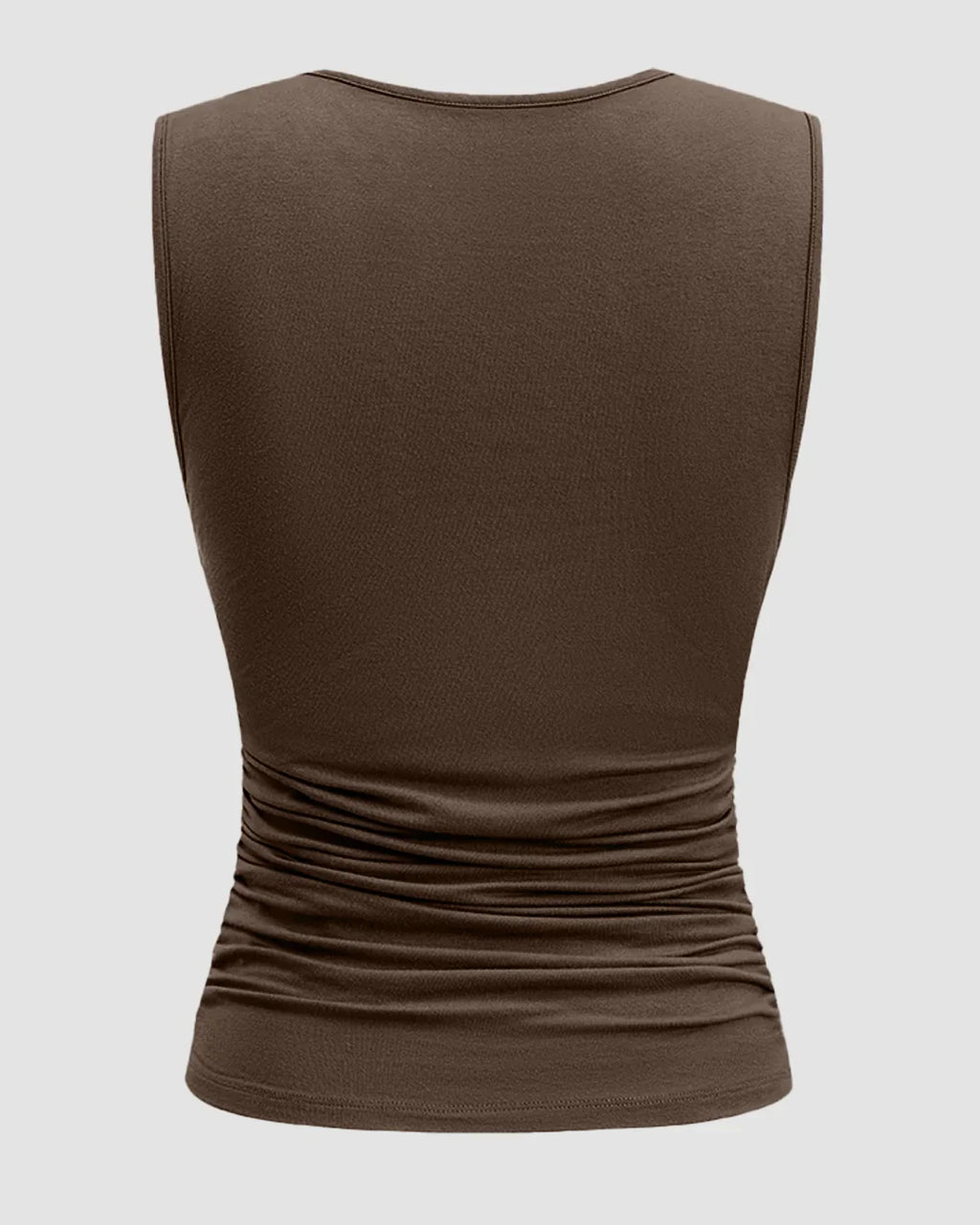Sleeveless Ruched Top & Midi Skirt Set in Brown