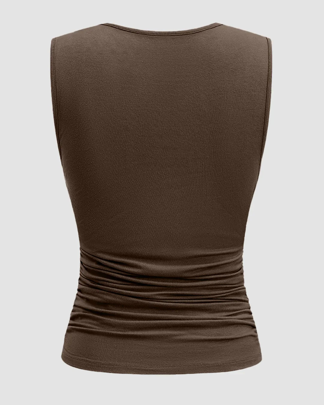 Sleeveless Ruched Top & Midi Skirt Set in Brown