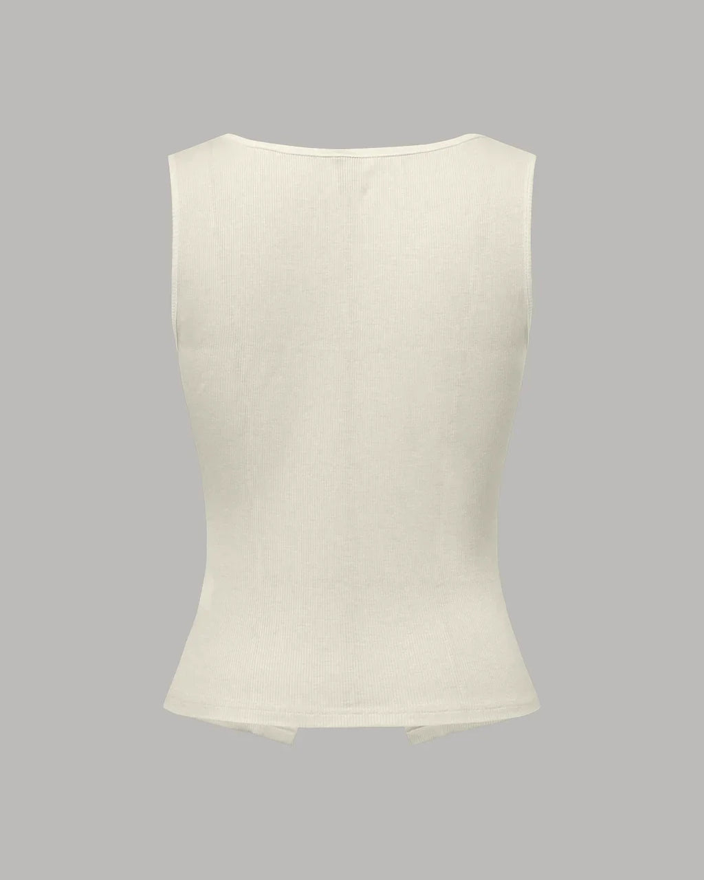 Sleeveless Square Neck Button Down Ribbed Top in Milky White