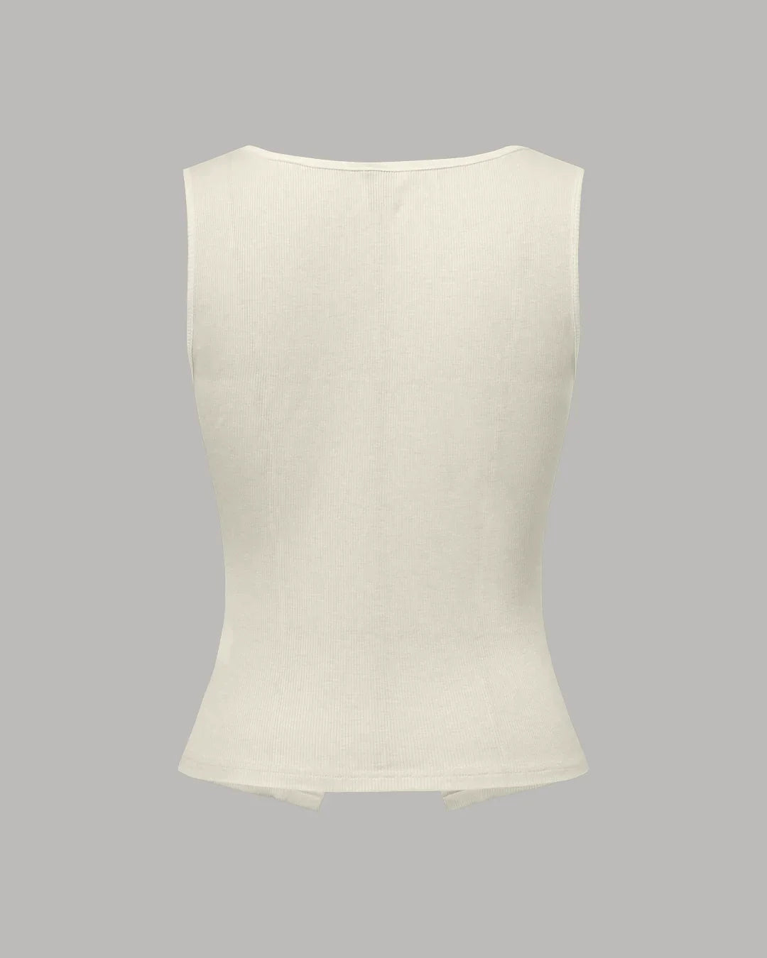 Sleeveless Square Neck Button Down Ribbed Top in Milky White