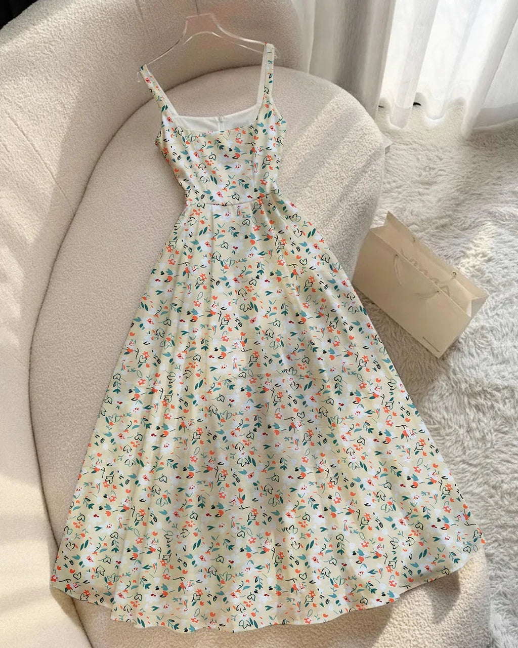 Sleeveless Square Neck Fit & Flare Floral Maxi Dress