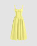 Sleeveless Tie Strap Midi Dress in Yellow