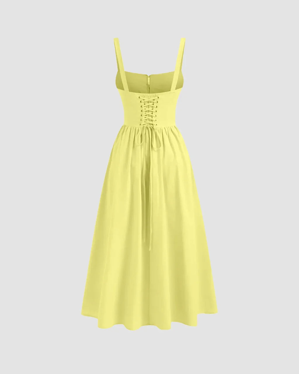 Sleeveless Tie Strap Midi Dress in Yellow