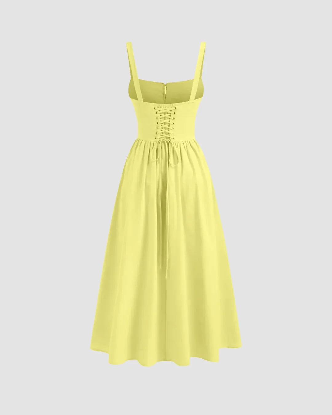Sleeveless Tie Strap Midi Dress in Yellow