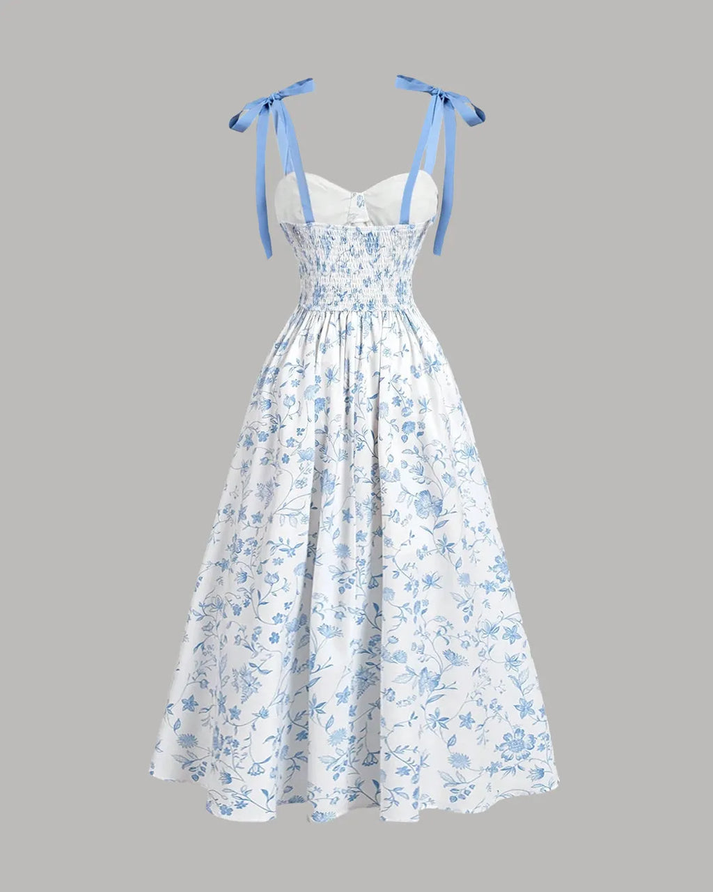 Sleeveless Tie Straps Floral Pleated Midi Dress