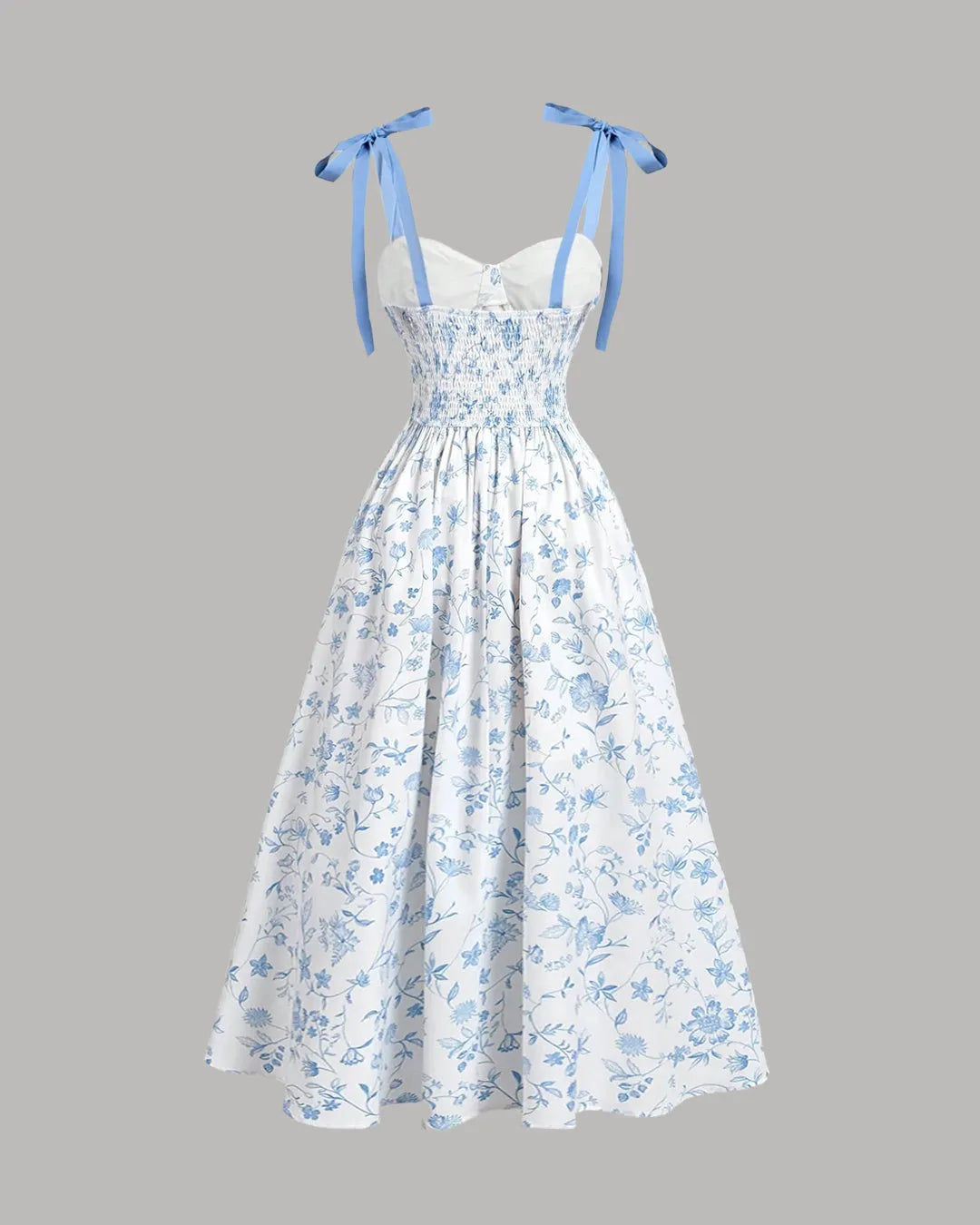 Sleeveless Tie Straps Floral Pleated Midi Dress