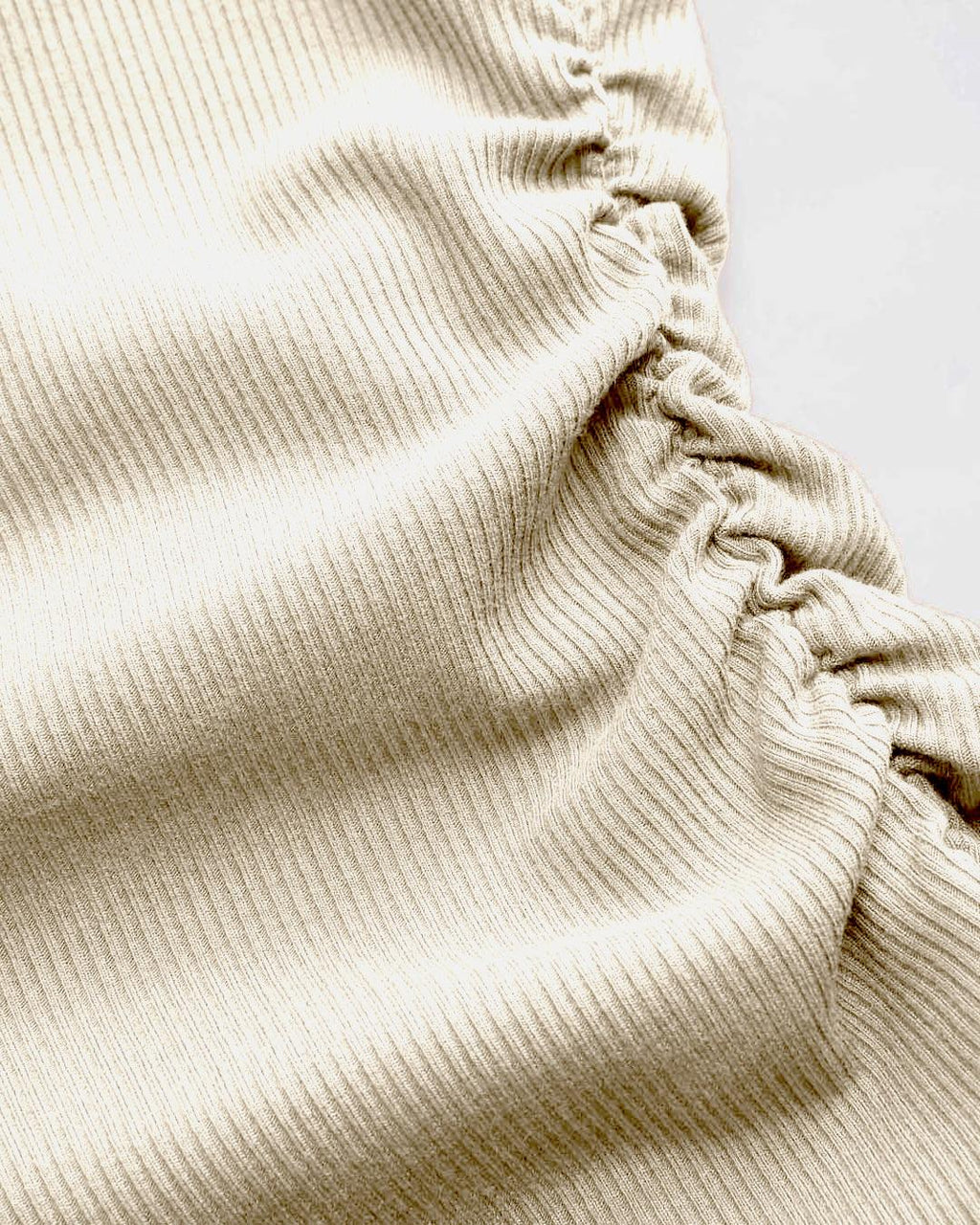 Solid Asymmetrical Neck Ruched Long Sleeve Apricot Top