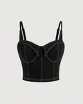 Solid Bustier Black Cami Top