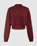 Solid Color Bomber Jacket In Cherry