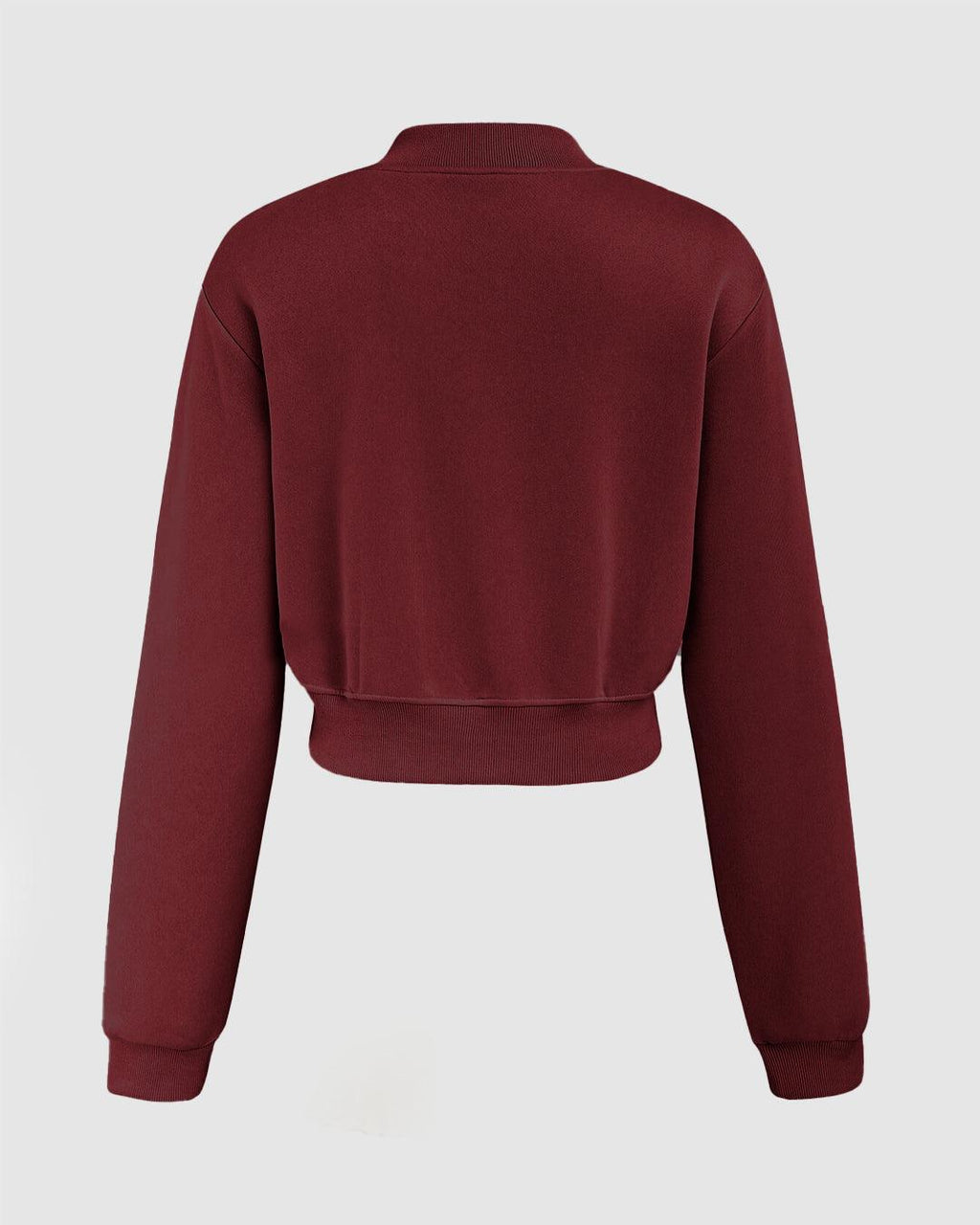 Solid Color Bomber Jacket In Cherry