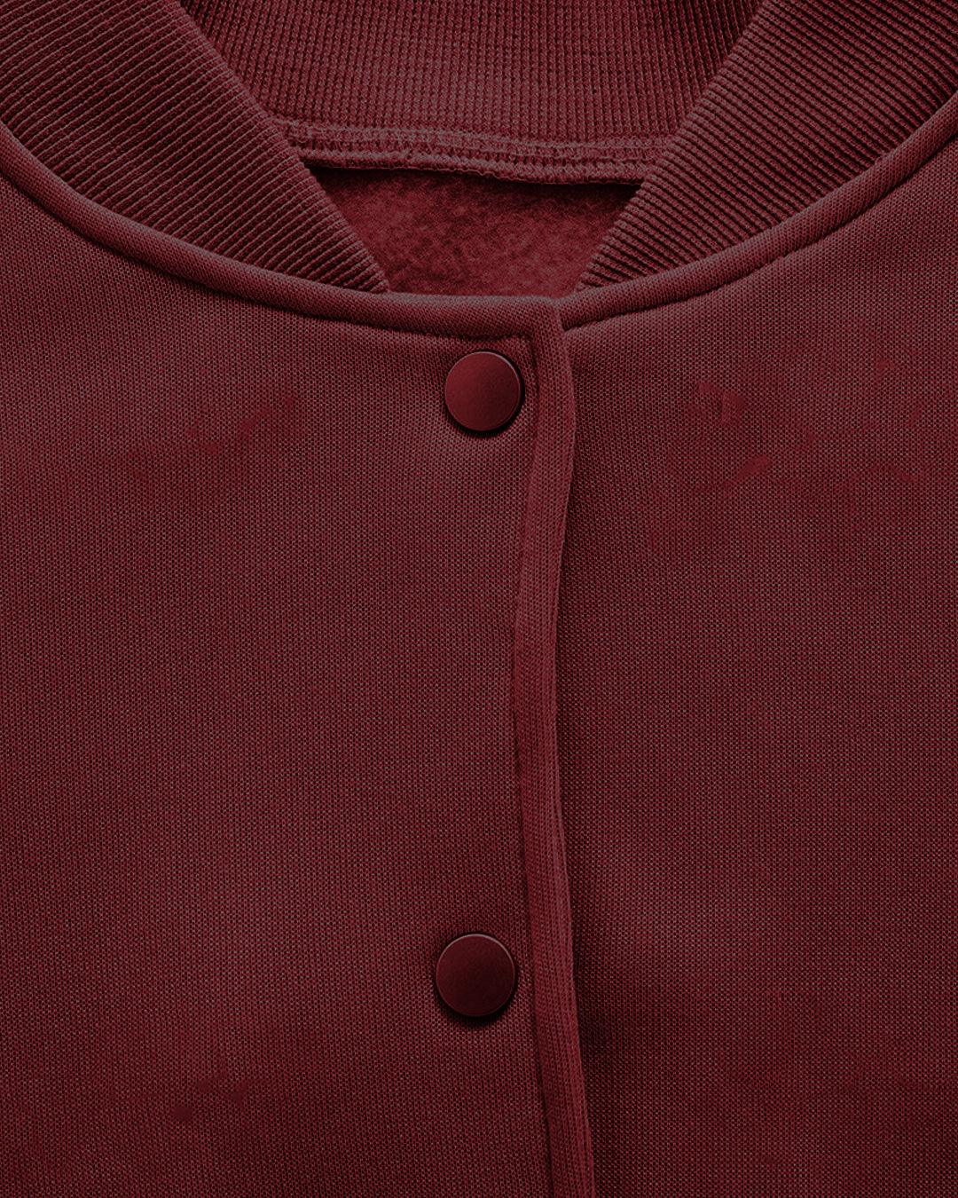 Solid Color Bomber Jacket In Cherry