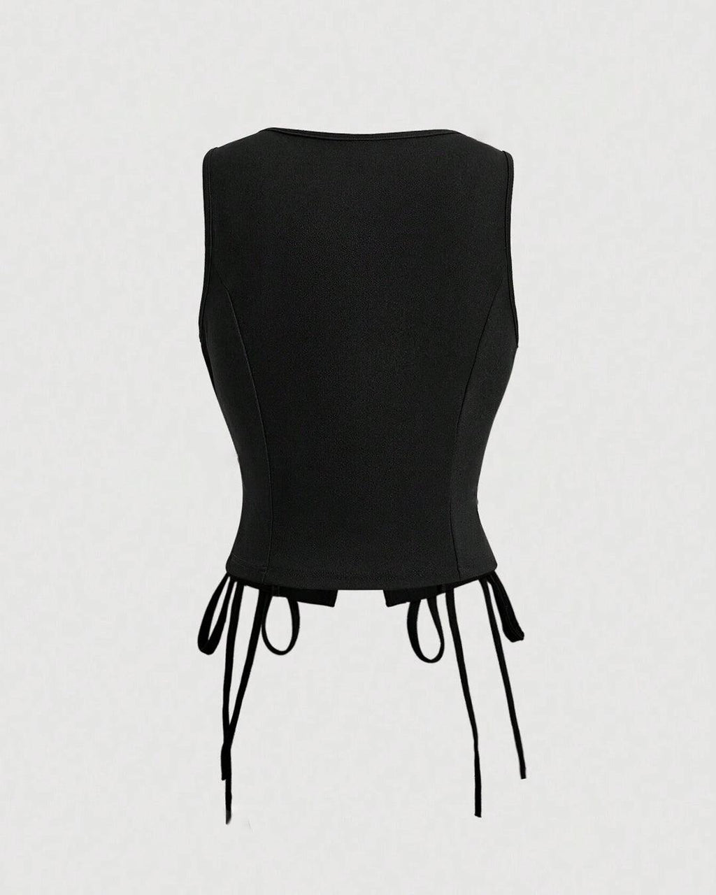 Solid Color Cross Tie Strap Black Side Strap Crop Tank Top In Black