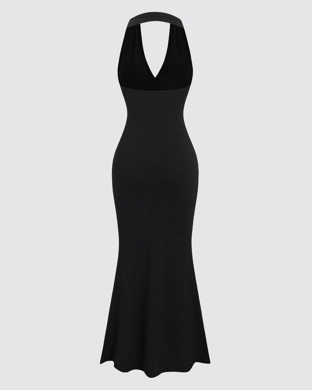 Solid Color Halter Backless Black Mermaid Dress