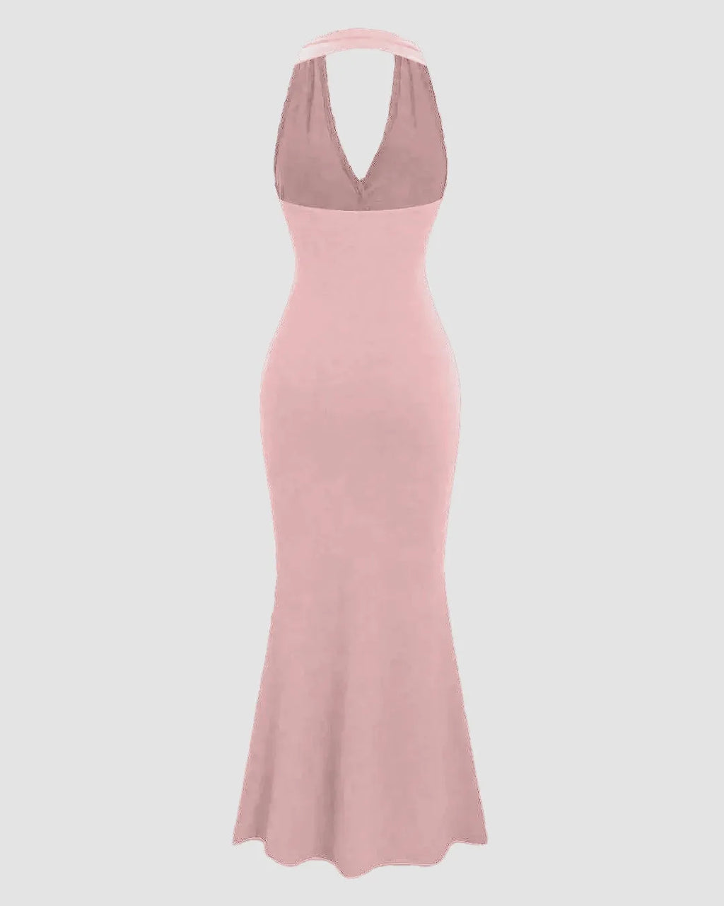 Solid Color Halter Backless Dusty Pink Mermaid Dress