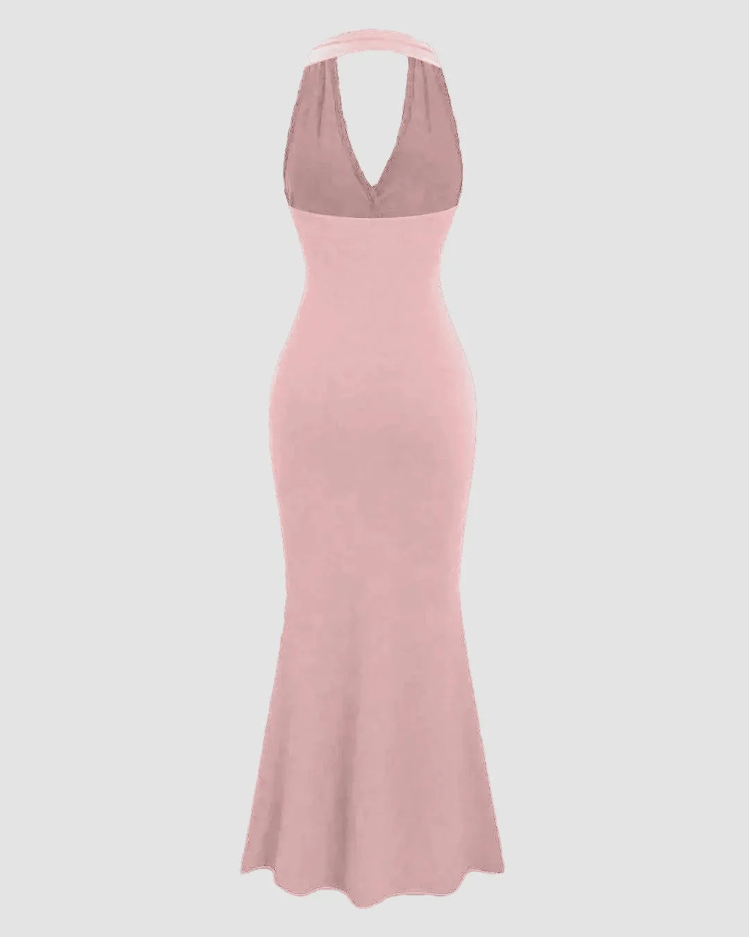 Solid Color Halter Backless Dusty Pink Mermaid Dress