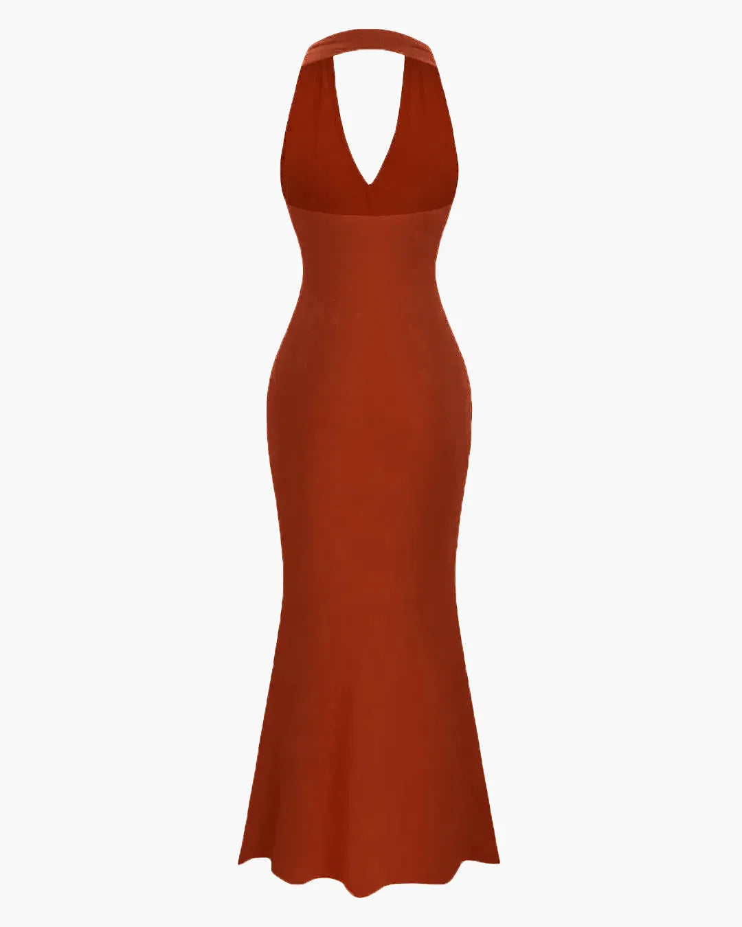 Solid Color Halter Backless Mermaid Dress