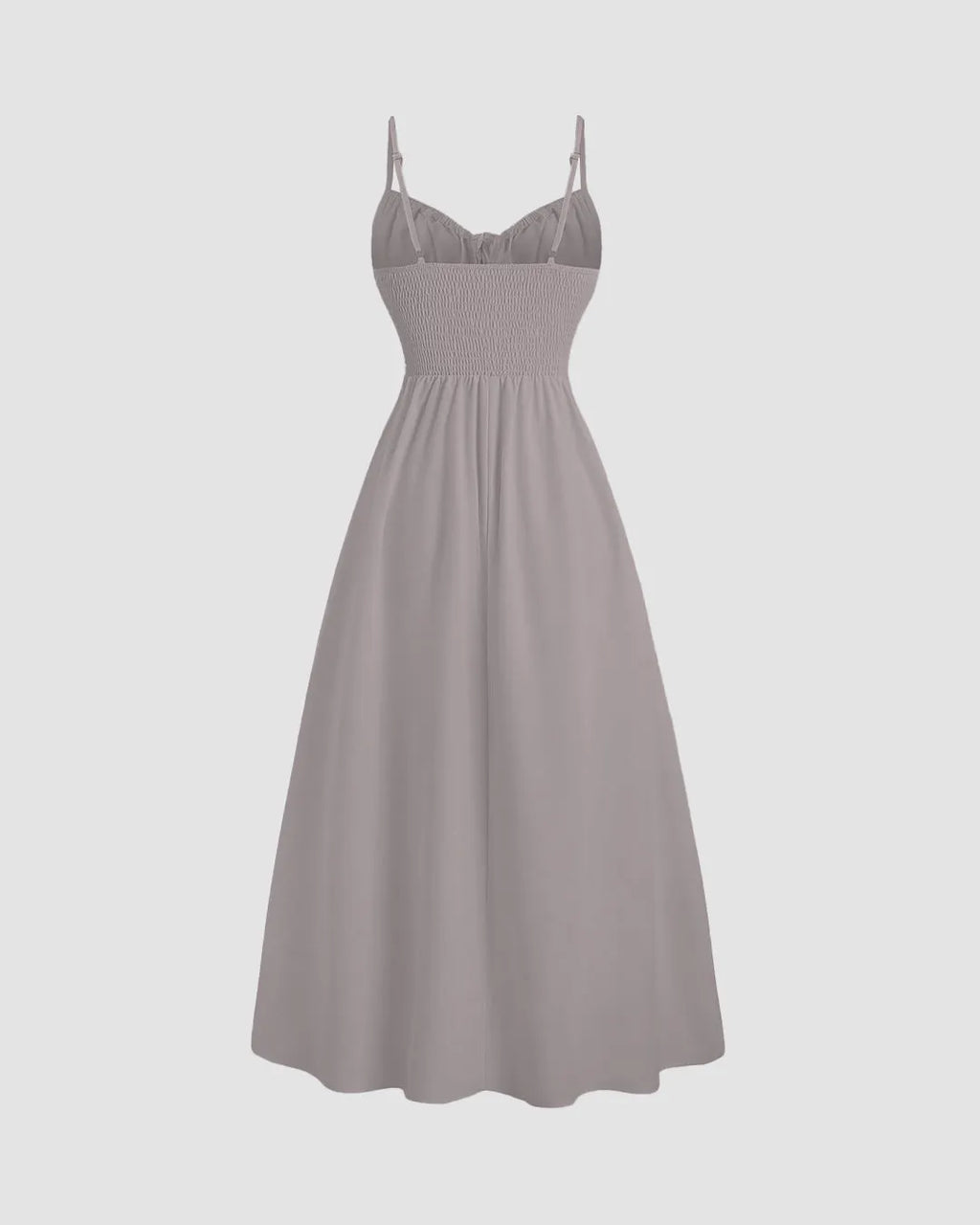Solid Color High Split Casual Spaghetti Strap Midi Dress In Lavender