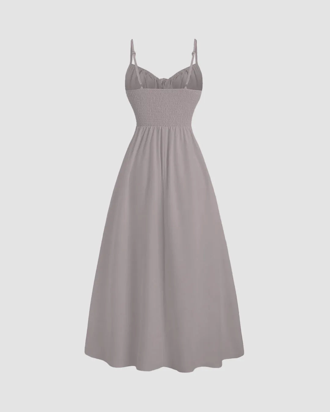 Solid Color High Split Casual Spaghetti Strap Midi Dress In Lavender