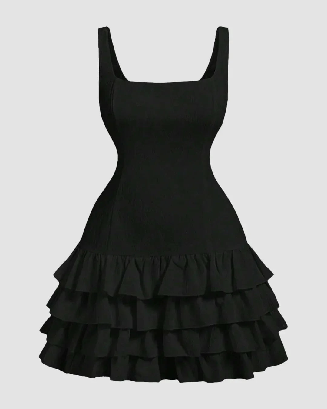 Black Fit and Flare Square Neck Mini Dress Curve & Plus