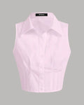 Solid Color Sleeveless Baby Pink Shirt