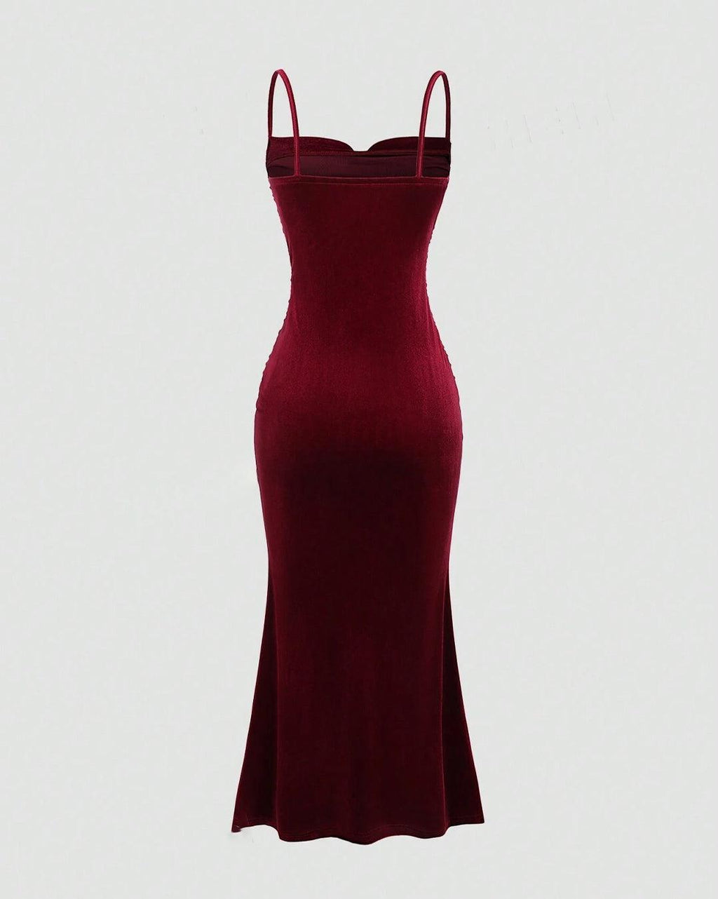 Solid Color Spaghetti Strap Ruched Mermaid Dress