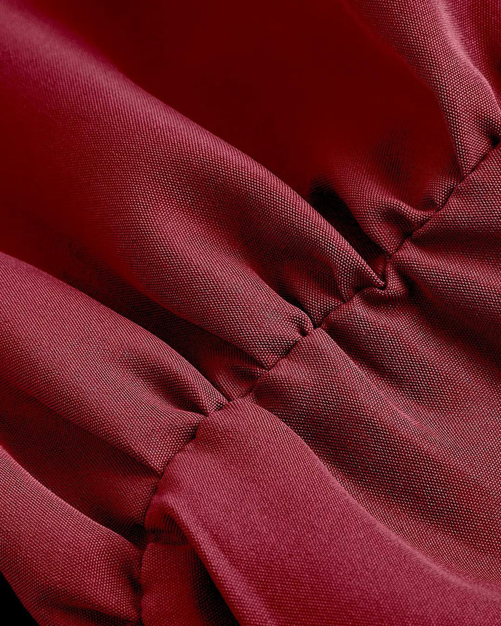 Solid Color Stand Collar Lantern Sleeve Top In Redberry